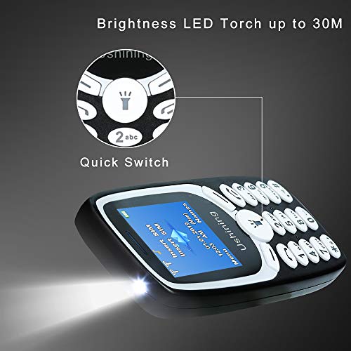 Ushining Teléfono Móvil Basico, Teléfono Móvil para Personas Mayores Teclas Grandes con Tapa Pantalla de 1,8 Pulgadas (Dual SIM, Cámara, Bluetooth, Reproductor MP3) - Negro