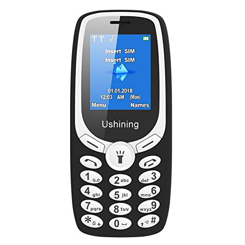 Ushining Teléfono Móvil Basico, Teléfono Móvil para Personas Mayores Teclas Grandes con Tapa Pantalla de 1,8 Pulgadas (Dual SIM, Cámara, Bluetooth, Reproductor MP3) - Negro