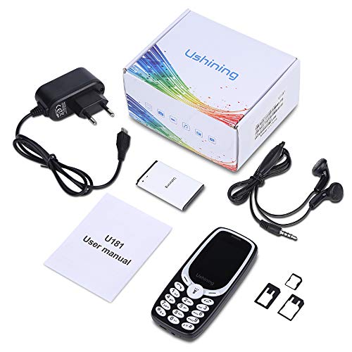 Ushining Teléfono Móvil Basico, Teléfono Móvil para Personas Mayores Teclas Grandes con Tapa Pantalla de 1,8 Pulgadas (Dual SIM, Cámara, Bluetooth, Reproductor MP3) - Negro