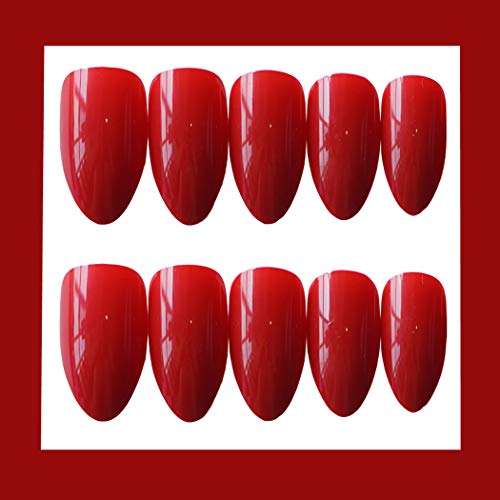 Ushiny Stiletto Uñas postizas Brillante Cubierta completa Uñas postizas Rojo Artificial Uñas postizas artificiales Presione las uñas postizas para mujeres y niñas (24 piezas)