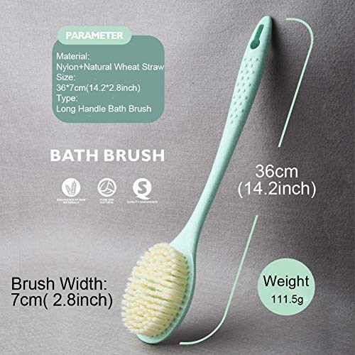 Usmascot - Cuerpo Cepillo, Cepillo Espalda Ducha, Natural Paja de Trigo Cepillo de Mango Largo, Limpiar Espalda y Euerpo, Exfoliación, Masajee, SPA, Anti celulitis, Obtener Piel Suave (Beige)