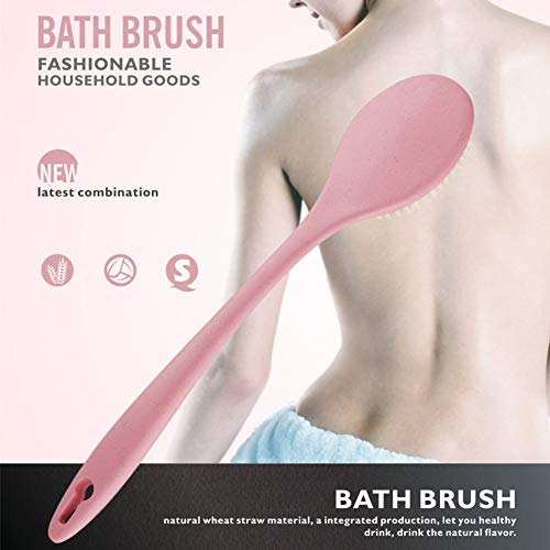 Usmascot - Cuerpo Cepillo, Cepillo Espalda Ducha, Natural Paja de Trigo Cepillo de Mango Largo, Limpiar Espalda y Euerpo, Exfoliación, Masajee, SPA, Anti celulitis, Obtener Piel Suave (Beige)