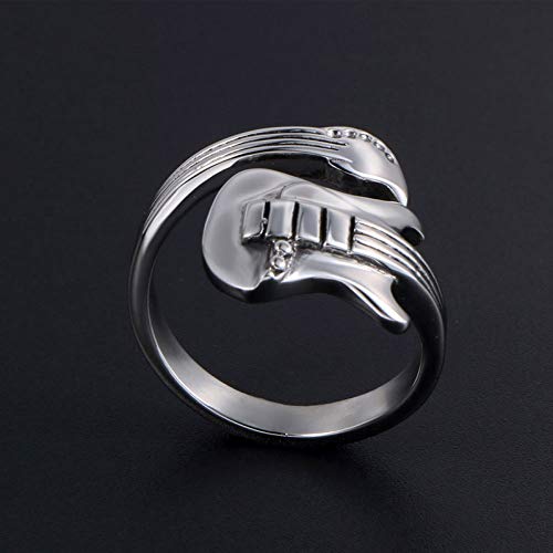 USUASI moda estilo coreano apertura masculina y femenina solo anillo titanio anillo de acero par accesorios rock música guitarra anillo SA711 Plateado