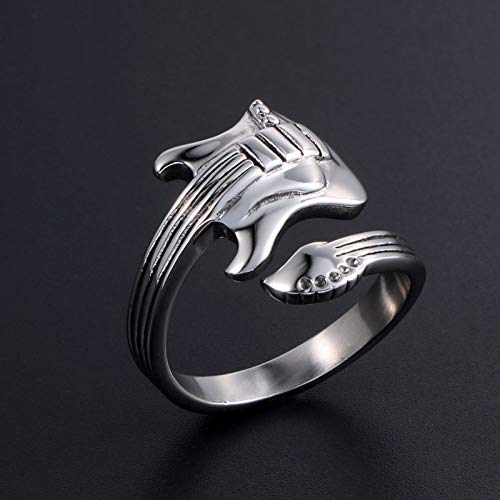 USUASI moda estilo coreano apertura masculina y femenina solo anillo titanio anillo de acero par accesorios rock música guitarra anillo SA711 Plateado