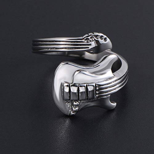 USUASI moda estilo coreano apertura masculina y femenina solo anillo titanio anillo de acero par accesorios rock música guitarra anillo SA711 Plateado