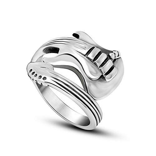 USUASI moda estilo coreano apertura masculina y femenina solo anillo titanio anillo de acero par accesorios rock música guitarra anillo SA711 Plateado