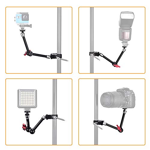 UTEBIT Brazo mágico Brazo articulado de 11 pulgadas Brazo de cámara con súper abrazadera 1/4 Zapata Carga máxima 3 kg para cámara DSLR, monitor de campo LCD, luz de flash