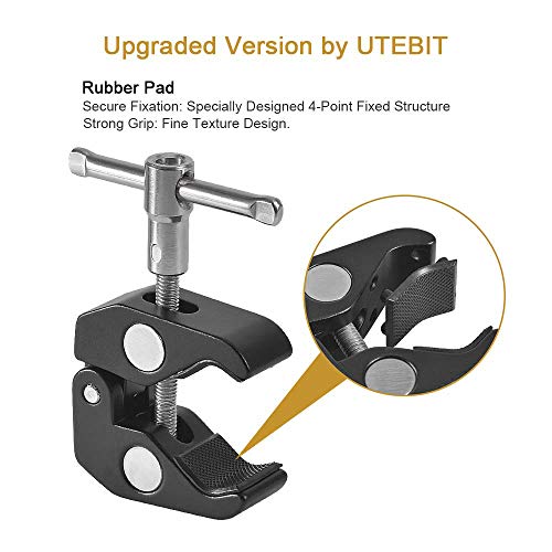 UTEBIT Brazo mágico Brazo articulado de 11 pulgadas Brazo de cámara con súper abrazadera 1/4 Zapata Carga máxima 3 kg para cámara DSLR, monitor de campo LCD, luz de flash