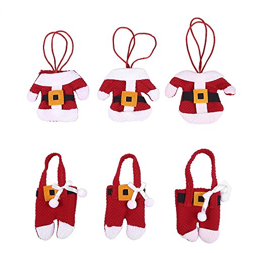 Uten 6PCS Bolsillos de Navidad Bolsillos Mesa de Cena Decoración Decoraciones Bolsa de Cubiertos de Navidad