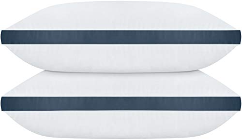 Utopia Bedding Almohada (2 Unidades) - Funda de Mezcla de Algodón - Fibra Hueca Virgen Siliconada - Almohada Suave de fácil Cuidado (Azul Marino, 45 x 66 cm)