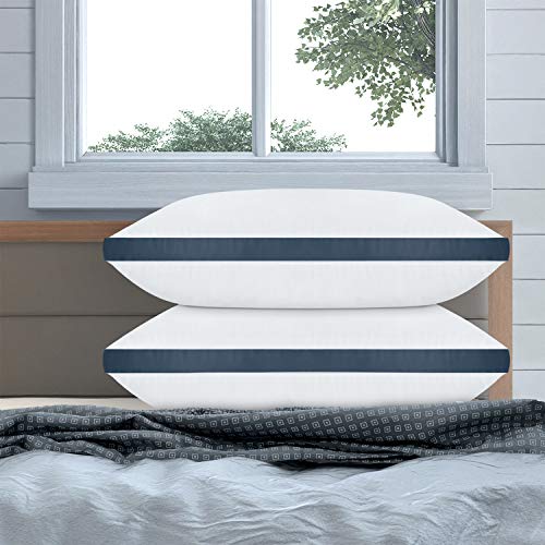 Utopia Bedding Almohada (2 Unidades) - Funda de Mezcla de Algodón - Fibra Hueca Virgen Siliconada - Almohada Suave de fácil Cuidado (Azul Marino, 45 x 66 cm)