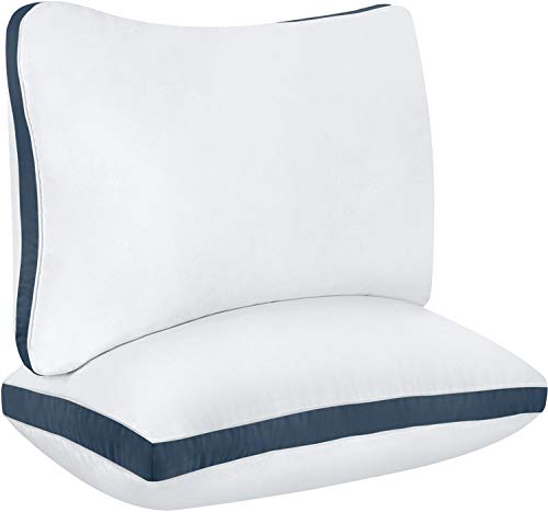 Utopia Bedding Almohada (2 Unidades) - Funda de Mezcla de Algodón - Fibra Hueca Virgen Siliconada - Almohada Suave de fácil Cuidado (Azul Marino, 45 x 66 cm)