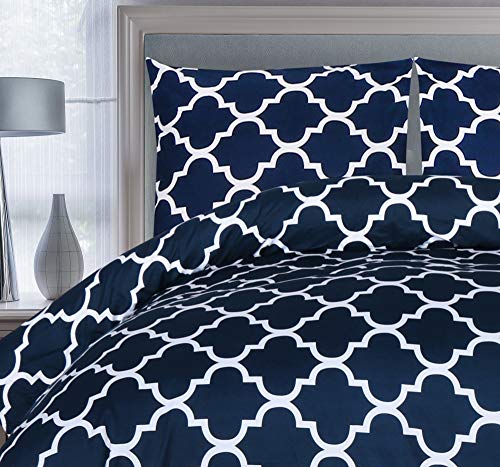 Utopia Bedding Juego de Funda de Edredón - Microfibra Funda de Nórdica y 2 Fundas de Almohada (Cama 135/150, 230x220cm, Azul Marino)