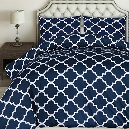 Utopia Bedding Juego de Funda de Edredón - Microfibra Funda de Nórdica y 2 Fundas de Almohada (Cama 135/150, 230x220cm, Azul Marino)