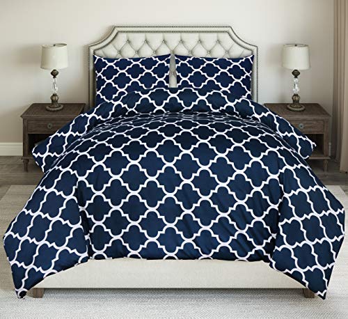 Utopia Bedding Juego de Funda de Edredón - Microfibra Funda de Nórdica y 2 Fundas de Almohada (Cama 135/150, 230x220cm, Azul Marino)