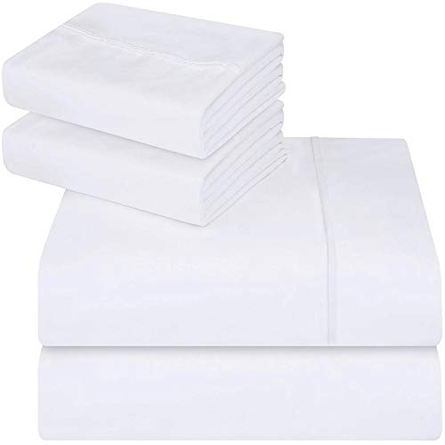 Utopia Bedding Juego Sábanas de Cama - Microfibra Cepillada - Sábanas y 2 Fundas de Almohada - (Cama 135, Blanco)