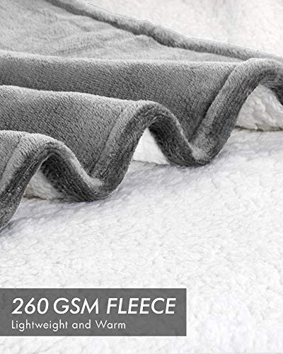 Utopia Bedding Mantas Reversibles de Franela Sherpa (150 x 200 cm) - Gris - Tela de Cepillo Extra Suave, Súper cálida, Mantas para sofás acogedora y Ligera, Cuidado fácil