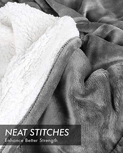 Utopia Bedding Mantas Reversibles de Franela Sherpa (150 x 200 cm) - Gris - Tela de Cepillo Extra Suave, Súper cálida, Mantas para sofás acogedora y Ligera, Cuidado fácil
