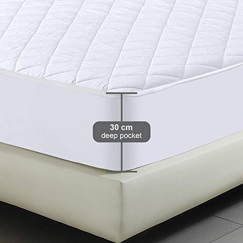 Utopia Bedding - Protector de colchón Acolchado - Microfibra - Transpirable - Funda para colchon estira hasta 30 cm de profundidad - 90 x 200 cm, Cama 90