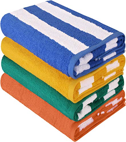 Utopia Towels - Toalla de piscina grande con toalla de playa en Cabana Stripe, paquete de 4, 100% algodón, cuidado fácil, máxima suavidad y absorbencia 76 x 152 cm (30 X 60 Inch)