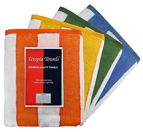 Utopia Towels - Toalla de piscina grande con toalla de playa en Cabana Stripe, paquete de 4, 100% algodón, cuidado fácil, máxima suavidad y absorbencia 76 x 152 cm (30 X 60 Inch)