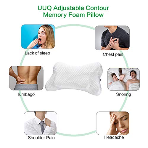 UUQ Almohada Viscoelastica, Almohada Cervical de Espuma de Memoria de Contorno, Almohada Ortopedica Diseño Ergonómico Terapéutico Reduce Dolores Cervicales, Funda de Bambú Extraíble y Lavable