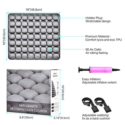 UUQ El Cojín Inflable Ortopédico Apoyo Lumbar Brindan Alivio para el Dolor de Espalda, Ciática, Coxis, Cojines Ergonómico para Silla para el Hogar, Oficina,Coche