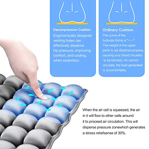 UUQ El Cojín Inflable Ortopédico Apoyo Lumbar Brindan Alivio para el Dolor de Espalda, Ciática, Coxis, Cojines Ergonómico para Silla para el Hogar, Oficina,Coche