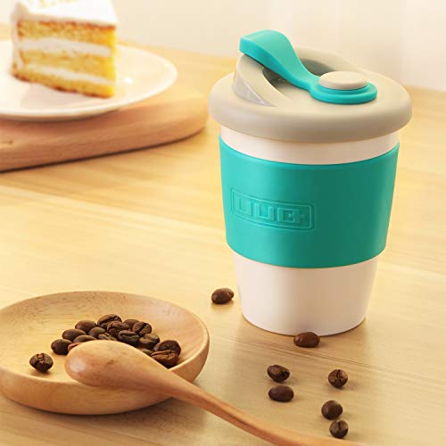 UUQ Taza de Café con Tapa, Café para Llevar, Mug Café Reutilizable y Ecológico para Viaje, Casa y Oficina, Hecho de Materiales Libres de BPA, 340ml (12oz) (Verde)