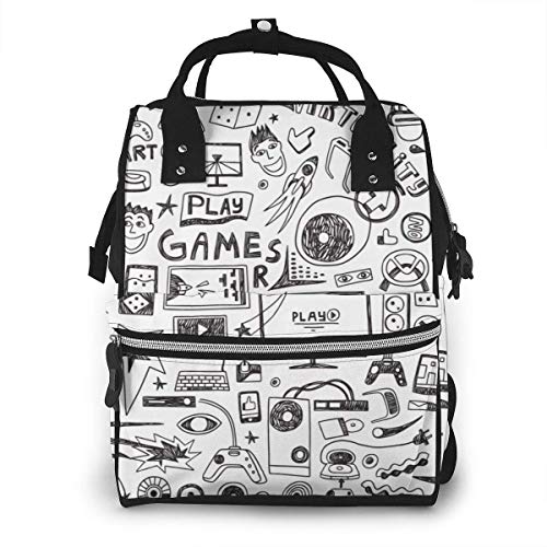 UUwant Mochila de pañales Momia Large Capacity Diaper Backpack Travel Manager Baby Care Replacement Bag Nappy Bags Mummy Backpack,(Online Gaming Rules