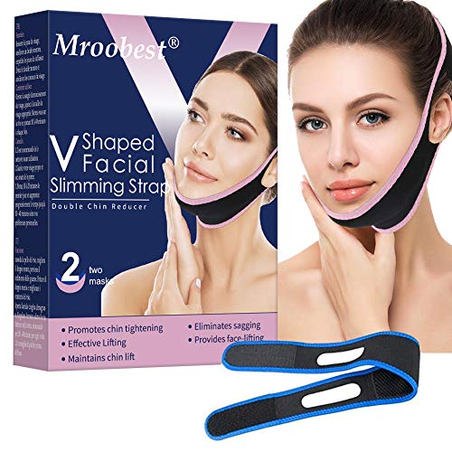 V line Lifting Mask, V line Máscara, V Face Lift Belt, Cinta de elevación de mentón para mejillas V Line Mask, mentón de compresión transpirable antienvejecimiento, sin efectos secundarios, 2 piezas