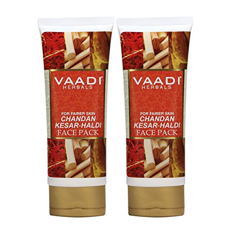 Vaadi Herbals - Máscara de sándalo y azafrán orgánica - Todo tipo de piel - 2 x 120 g