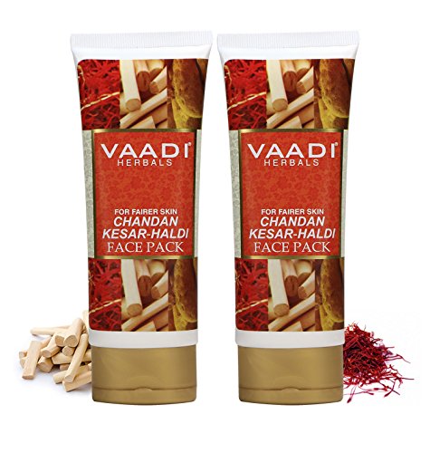 Vaadi Herbals - Máscara de sándalo y azafrán orgánica - Todo tipo de piel - 2 x 120 g
