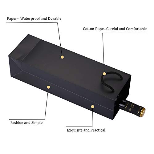 VABNEER 10 Paquete Bolsas de Papel para Botellas de Vino Embalaje Botellas Vino para Aniversario, Cumpleaños y Festival- 4.3 x3.5 x 13.7 Pulgadas (Negro)