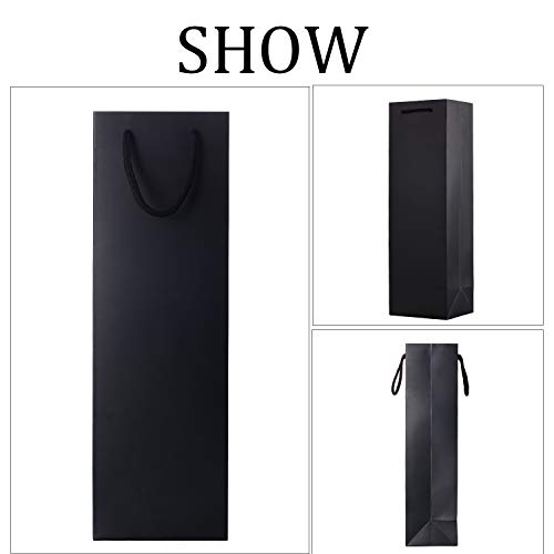 VABNEER 10 Paquete Bolsas de Papel para Botellas de Vino Embalaje Botellas Vino para Aniversario, Cumpleaños y Festival- 4.3 x3.5 x 13.7 Pulgadas (Negro)