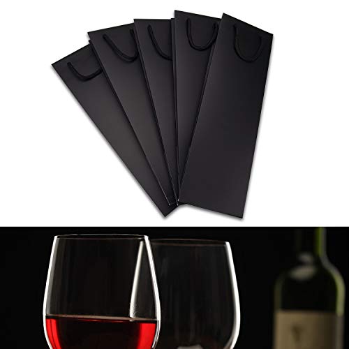 VABNEER 10 Paquete Bolsas de Papel para Botellas de Vino Embalaje Botellas Vino para Aniversario, Cumpleaños y Festival- 4.3 x3.5 x 13.7 Pulgadas (Negro)
