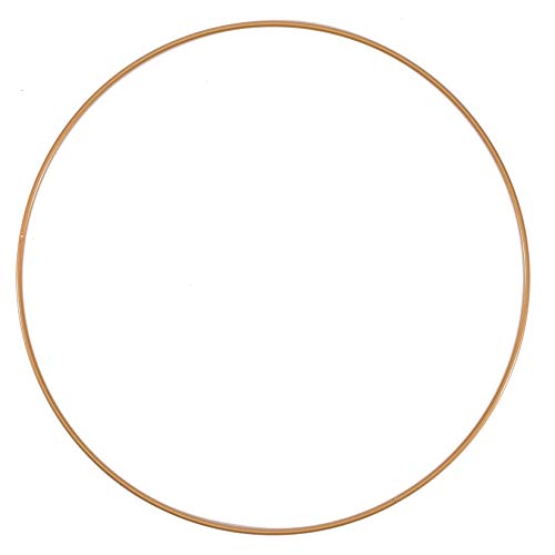 Vaessen Creative Metal para Manualidades, 25cm de Diámetro, 3 mm de Grosor, Aro Atrapasueños, Anillo de Guirnalda para Tapiz de Macramé, Ganchillo, Bohemia, Decoraciones Nupciales y Más, Dorado
