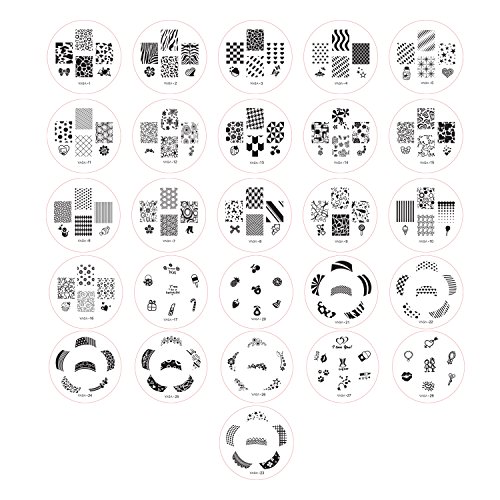 VAGA 26 Placas Para Decoración De Uñas Vibrant Con 160 Diseños, Plantilla Para Nail Art Stamping Y Manicura Set De Placa Para Estampar, Accesorios Para Decorar Uñas Permanentes De Gel O Natural