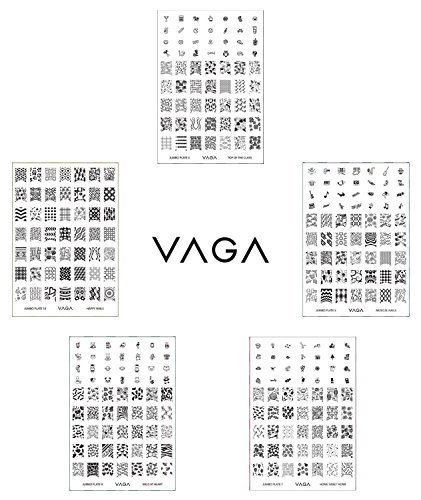 VAGA Kit de placas para decoración de uñas, Set de plantillas para nail art stamping, 331 diseños (X2), manicura perfecta para estampar, accesorios para decorar uñas permanentes de gel o naturales