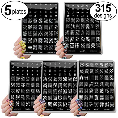 VAGA Kit de placas para decoración de uñas, Set de plantillas para nail art stamping, 331 diseños (X2), manicura perfecta para estampar, accesorios para decorar uñas permanentes de gel o naturales