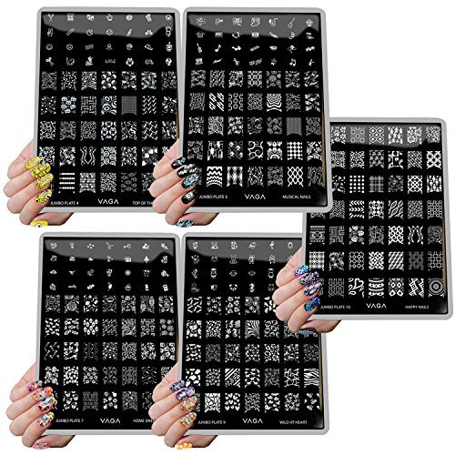 VAGA Kit de placas para decoración de uñas, Set de plantillas para nail art stamping, 331 diseños (X2), manicura perfecta para estampar, accesorios para decorar uñas permanentes de gel o naturales