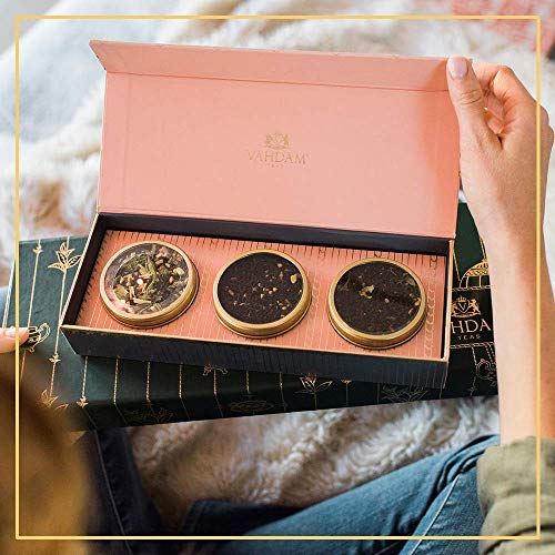 VAHDAM, Juego De Regalo De Té Surtido - BLUSH - 3 Tés Una Caja De Regalo Muestra Té | Ingredientes 100% Naturales - Regalo De Cumpleaños Perfecto Para Mamá | Regalos Para Las Mujeres