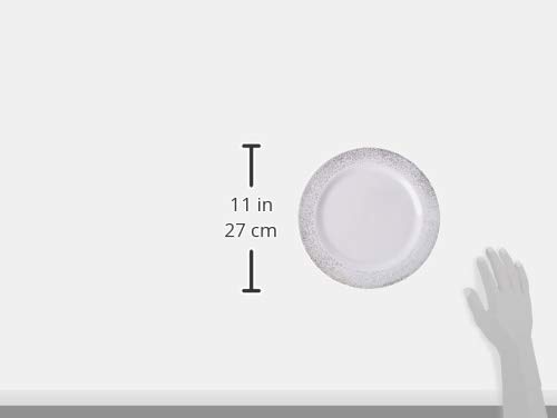 VAJILLA PARA FIESTAS DESECHABLE DE 20 PIEZAS | 20 platos grandes | Platos de plástico resistente | Para bodas y comidas de lujo | Ocean Mist Collection - Blanco con bruma de plata (26 cm)