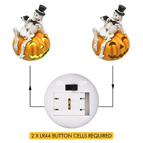 Valery Madelyn Adornos Decoraciones de Halloween, 17.8cm LED Linterna Figurilla Estatua de Cráneo y Calabaza, Regalo de Juguete de Halloween de Miedo, Fiesta de Feliz Halloween Trick or Treat