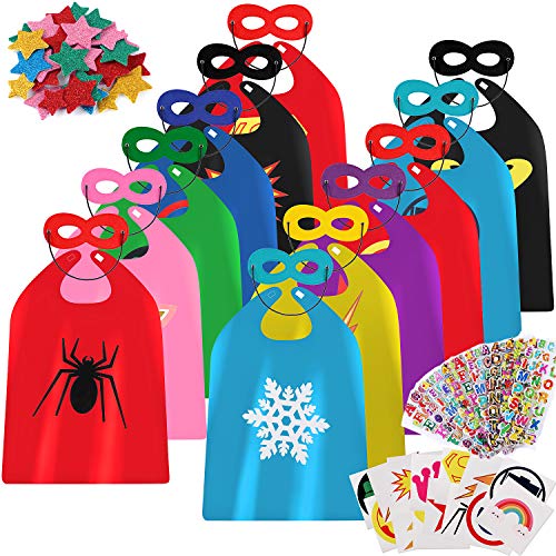 vamei Capas de Superhéroe para Niños Capa y Máscaras de Superhéroe Halloween Disfraz Ideas Kit de Valor de Cosplay de Diseño de Fiesta de Cumpleaños de Navidad - Juguetes para Niños y Niñas