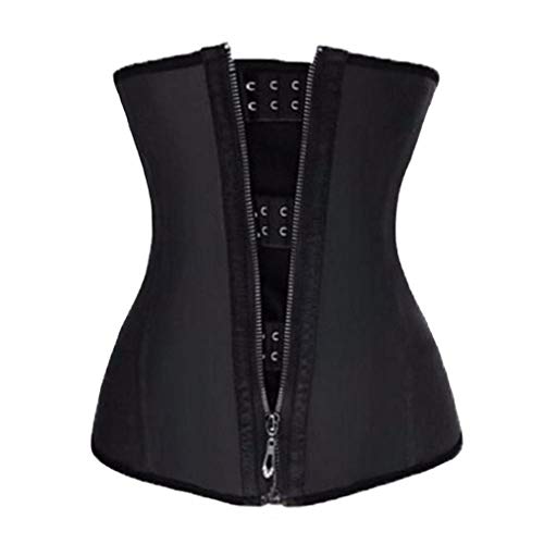 VAN+ - Cinturón de entrenamiento de cintura para mujer, transpirable, transpirable, para el control de la barriga, corsé con cremallera para adelgazar faja Shapwear caliente XL negro
