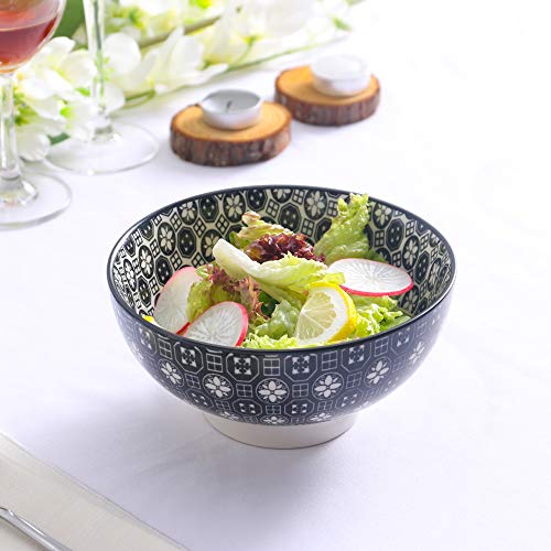 vancasso Haruka Cuencos de Cereal de 4 Piezas, Set de Cuencos, Japonés Tazón Grande Servir, 6" Porcelana Sopa Tazon de Fideos/Mezcla/Frutas/Cuenco (15,2 x 15,2 x 7,5 cm)