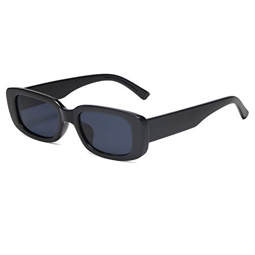 VANLINKER Gafas de sol rectangulares para hombre, protección UV, pequeño y ancho con marco retro, a la moda, estilo vintage de los años 90