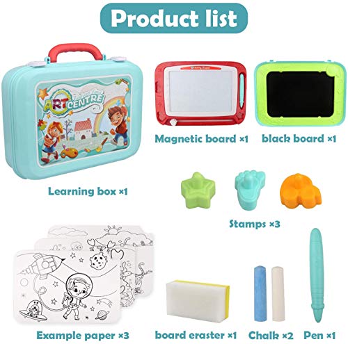 Vanplay Pizarra Mágica para Niños, 2 en 1 Caballete Doble Cara Bibujo Tablero del Doodle Magneticos de los Niños para 3 4 5 Años