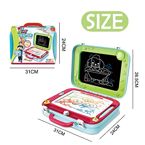 Vanplay Pizarra Mágica para Niños, 2 en 1 Caballete Doble Cara Bibujo Tablero del Doodle Magneticos de los Niños para 3 4 5 Años